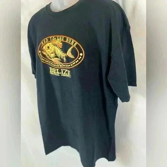 BELIZE Bad To The Bone Black Fish T Shirt top men’s Size XXL Central America - Picture 3 of 12
